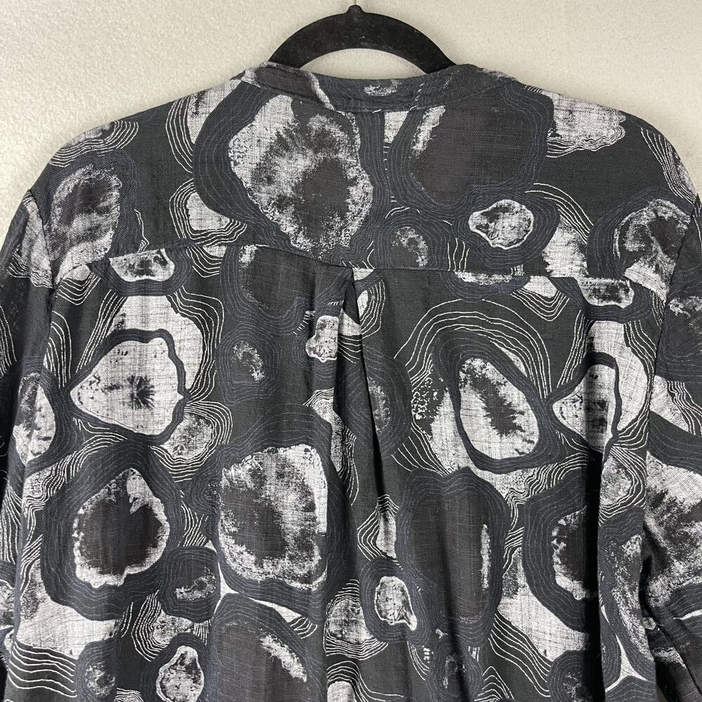 Made In Italy Top Womens Large Black Roll Tab Gauzy Coastal Lagenlook Artsy - Picture 10 of 12